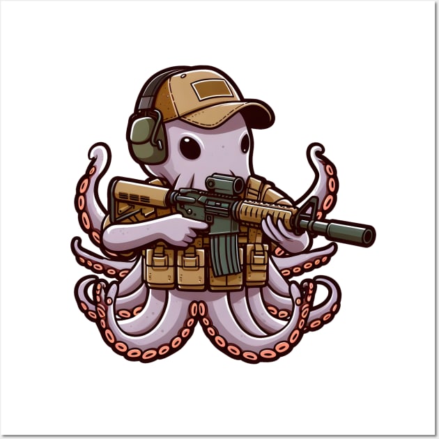 Tactical Octopus Adventure Tee: Where Intelligence Meets Style Wall Art by Rawlifegraphic